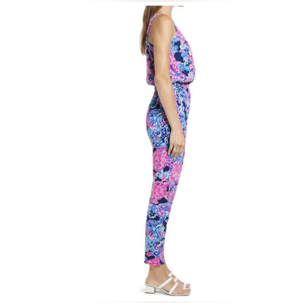 Lilly Pulitzer Dante Jumpsuit Stretchy High Tide Navy Turtle Amazement Size  S - Picture 3 of 16
